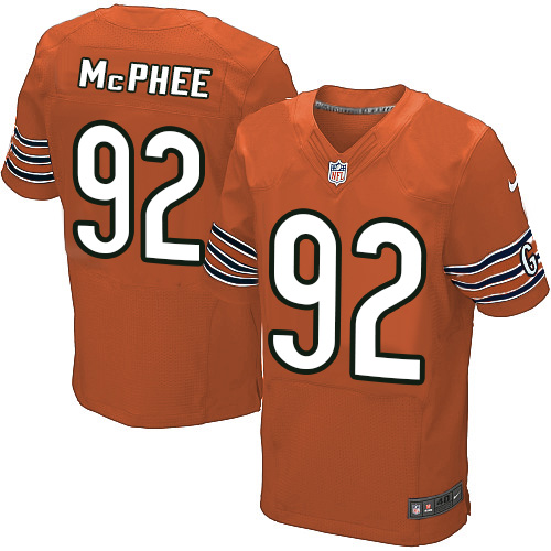 Men's Elite Pernell McPhee Nike Jersey Orange Alternate - #92 NFL Chicago Bears